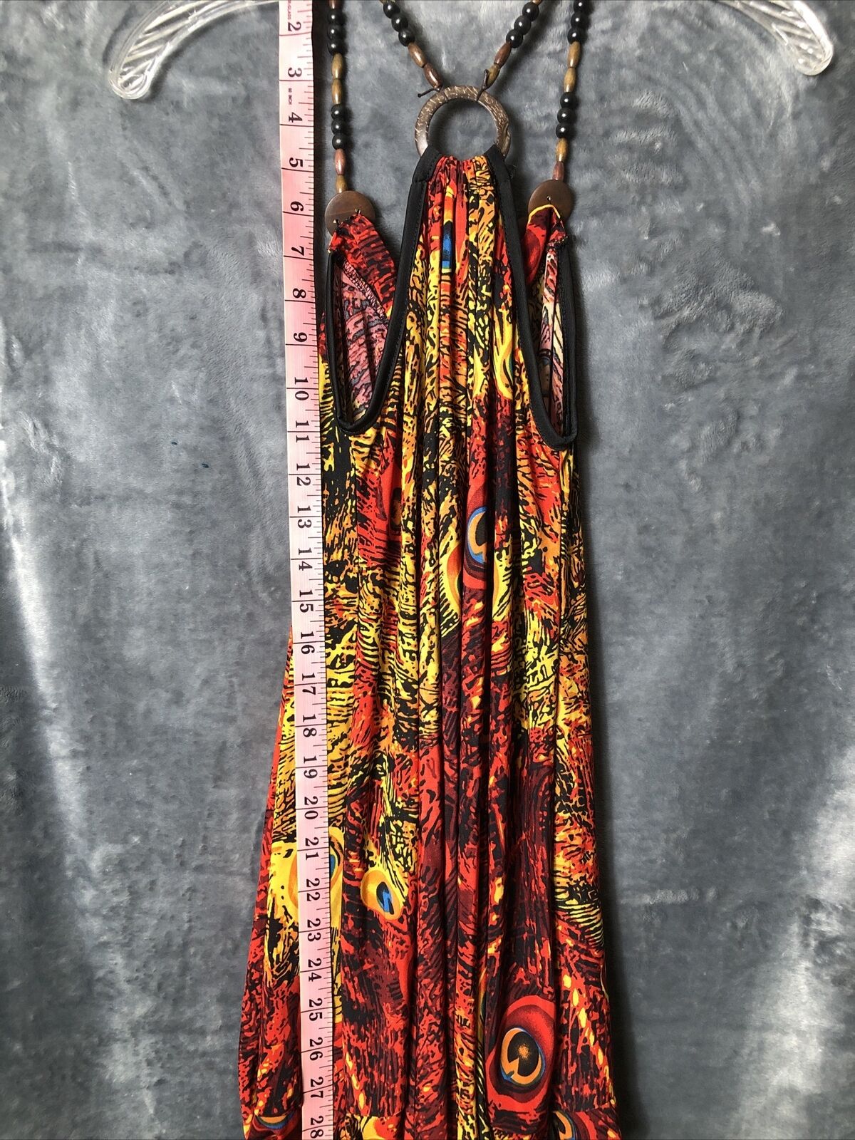 Beaded Tank Top , With Peacock Print, Women’s Size M