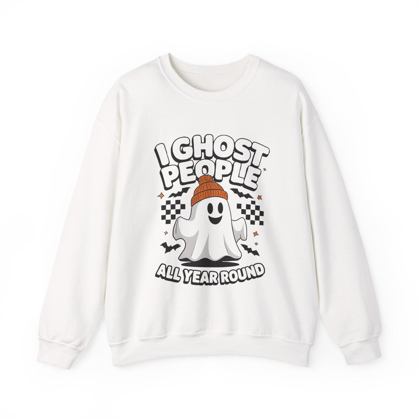 Womans Halloween Sweatshirt I Ghost People All Year Round Funny Spooky Season 