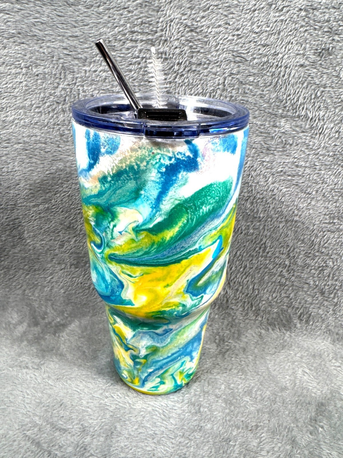 Alcohol Ink Cup 32 oz Stainless Steel Tumbler With Lid & Straw
