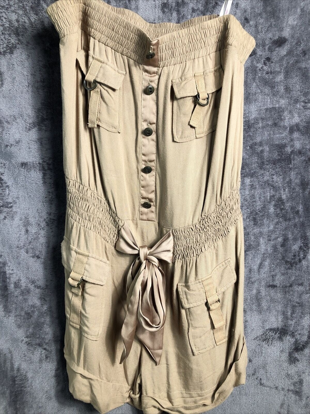 Candies Sleeveless Jumpsuit Buckles pockets Utility cargo Brown Women’s Size M