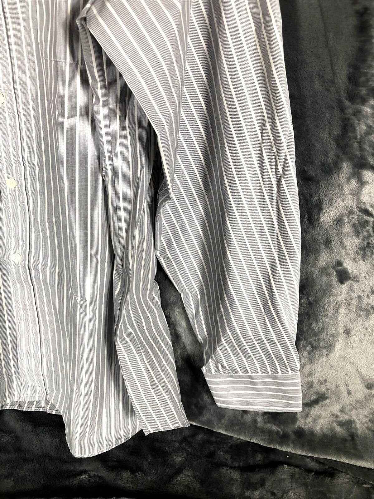 St Michael Mens Striped Dress Shirt 17 1/2” Collar 65% Polyester 35% Cotton Butt
