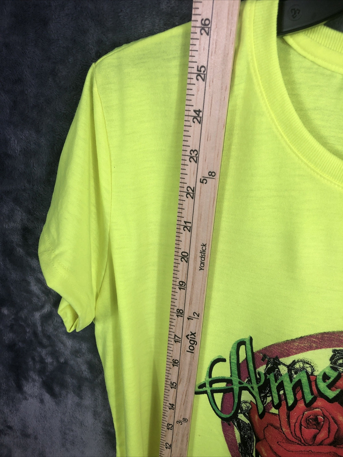 Women’s T-Shirt American Beauty With Rose Size Large Yellow Short Sleeve Shirt