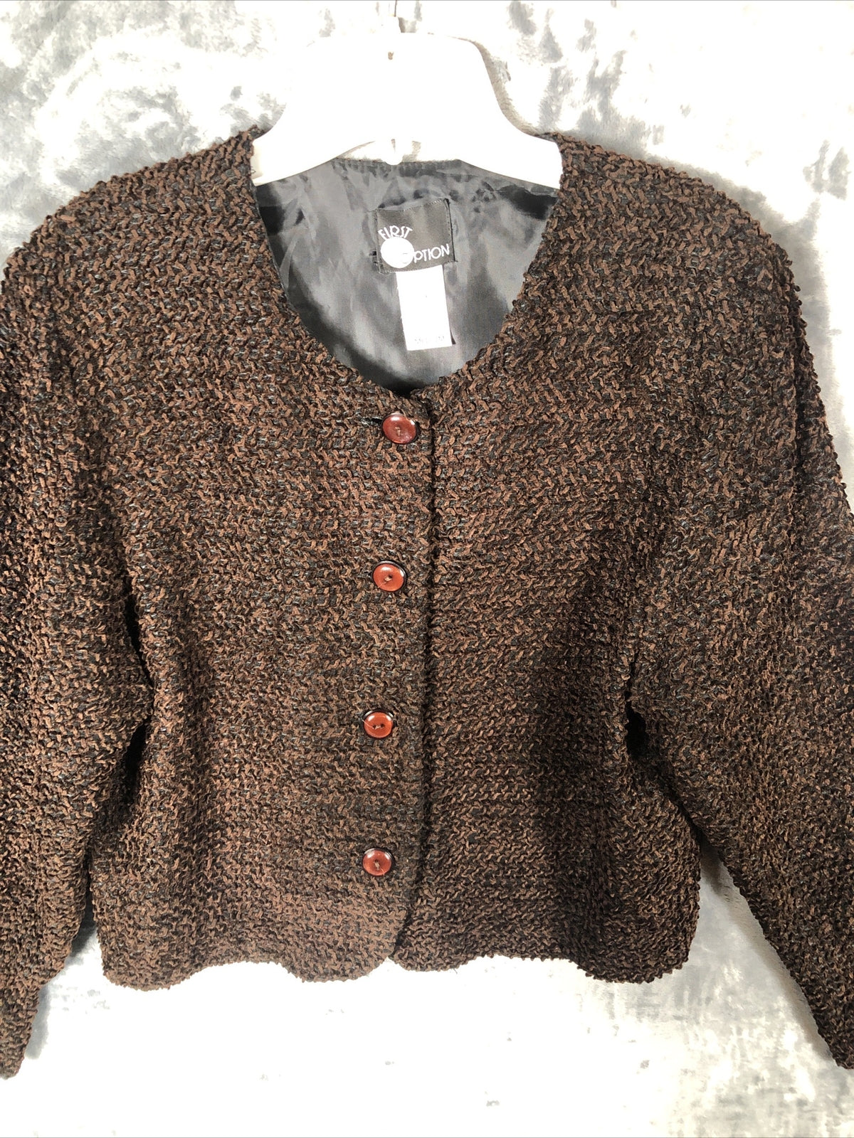 First Options Women’s Jacket Brown Button Up Adult Size Medium