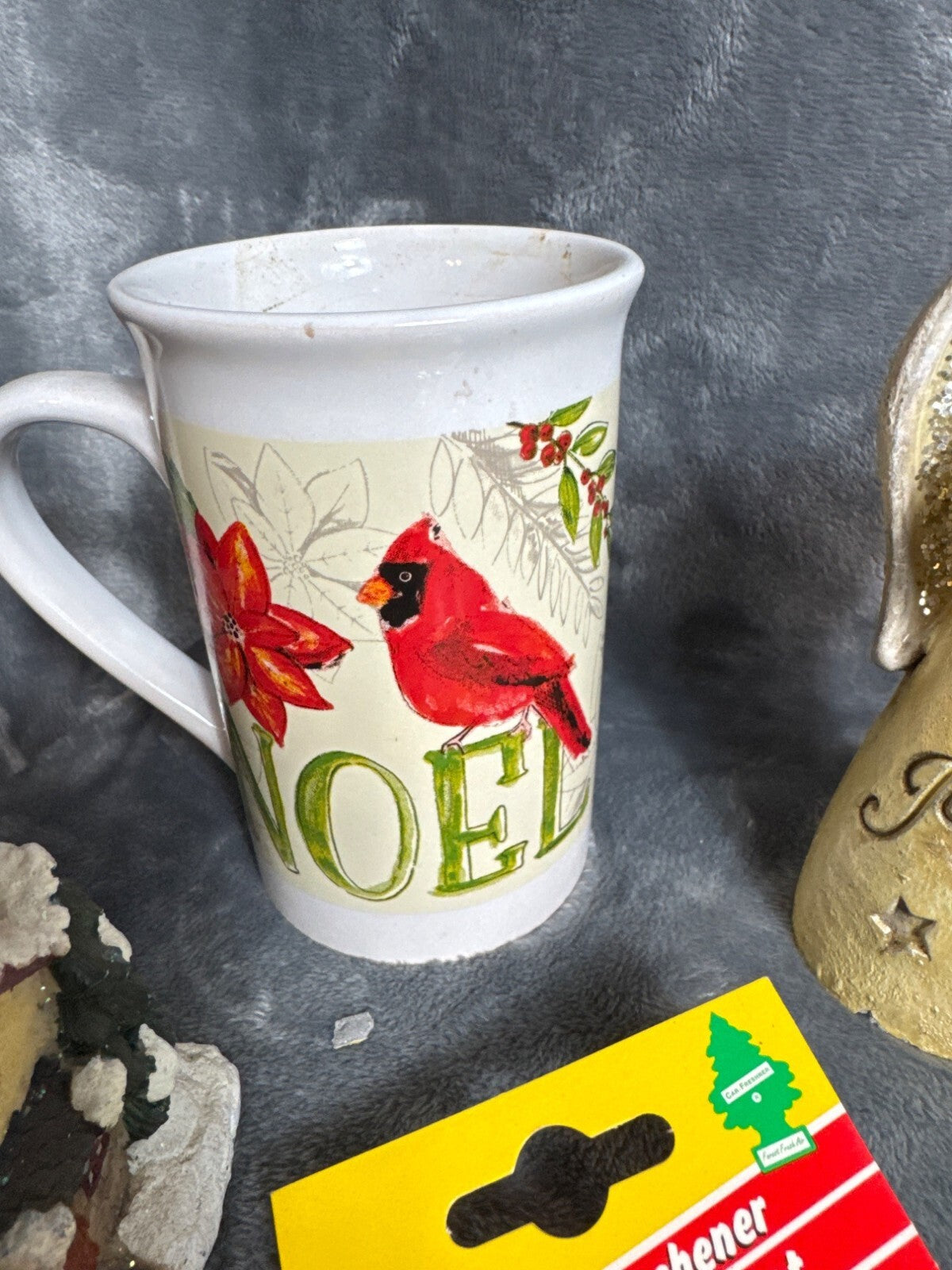 Christmas Holiday Angel Figurines & Grinch Star Ornament Gift Set Noel Cup
