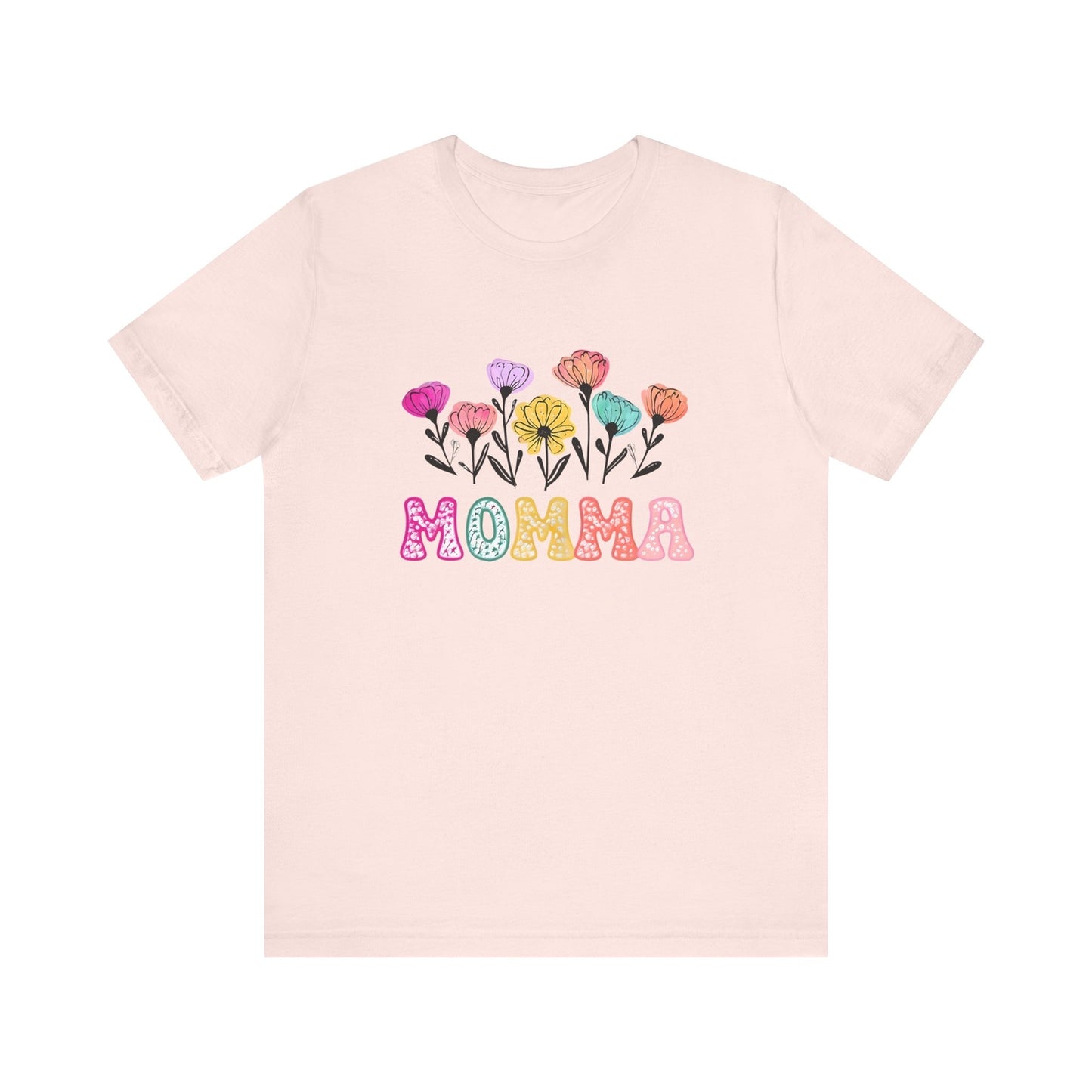 Womans T Shirt Floral Momma Tee Perfect for Mothers Day Gift Birthday Surprise