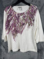 Nikki Womens Blouse Abstract Print Top L 3/4 Sleeve Cotton/Poly Blend Shirt