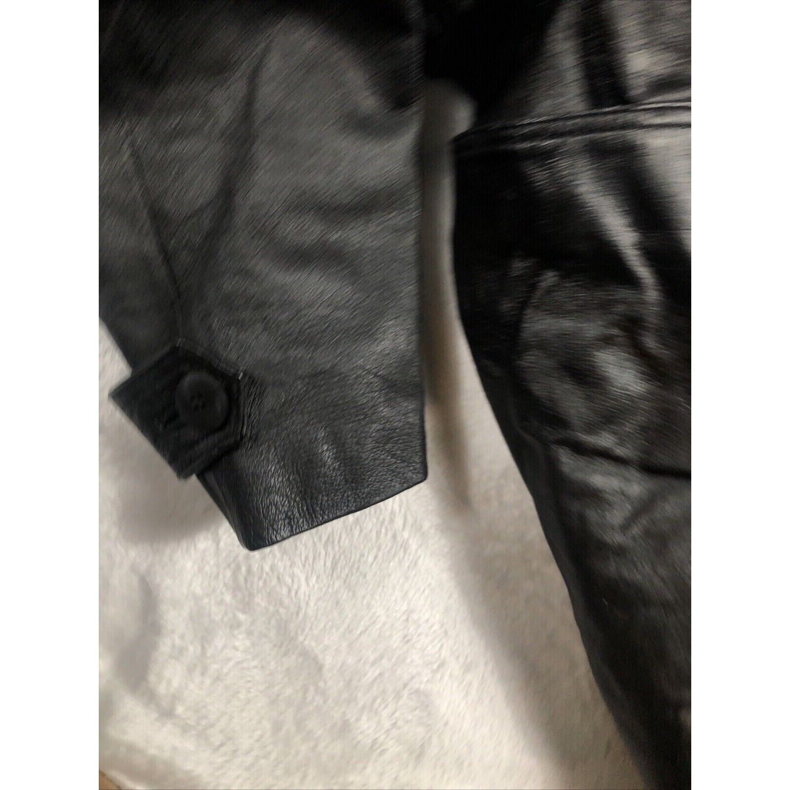 BB Dakota Coat Woman’s Leather Hooded Trench Coat Adult Medium Black