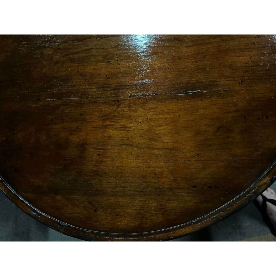 Antique French ROUND Side End Table Barley Twist Carved Renaissance 19th