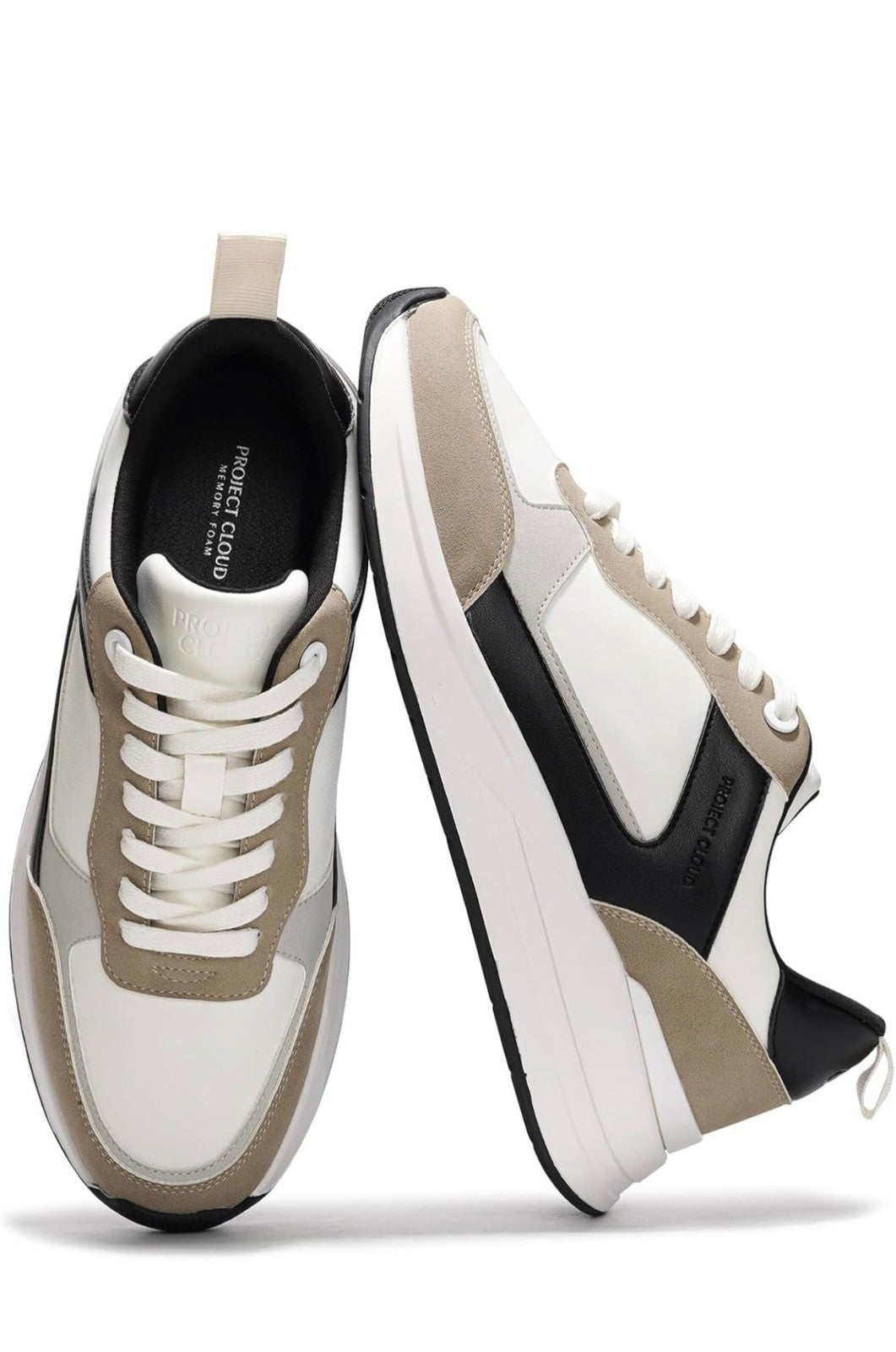 Mens Vegan Leather Sneakers By Project Cloud With Memory Foam Anti-Slip Sole