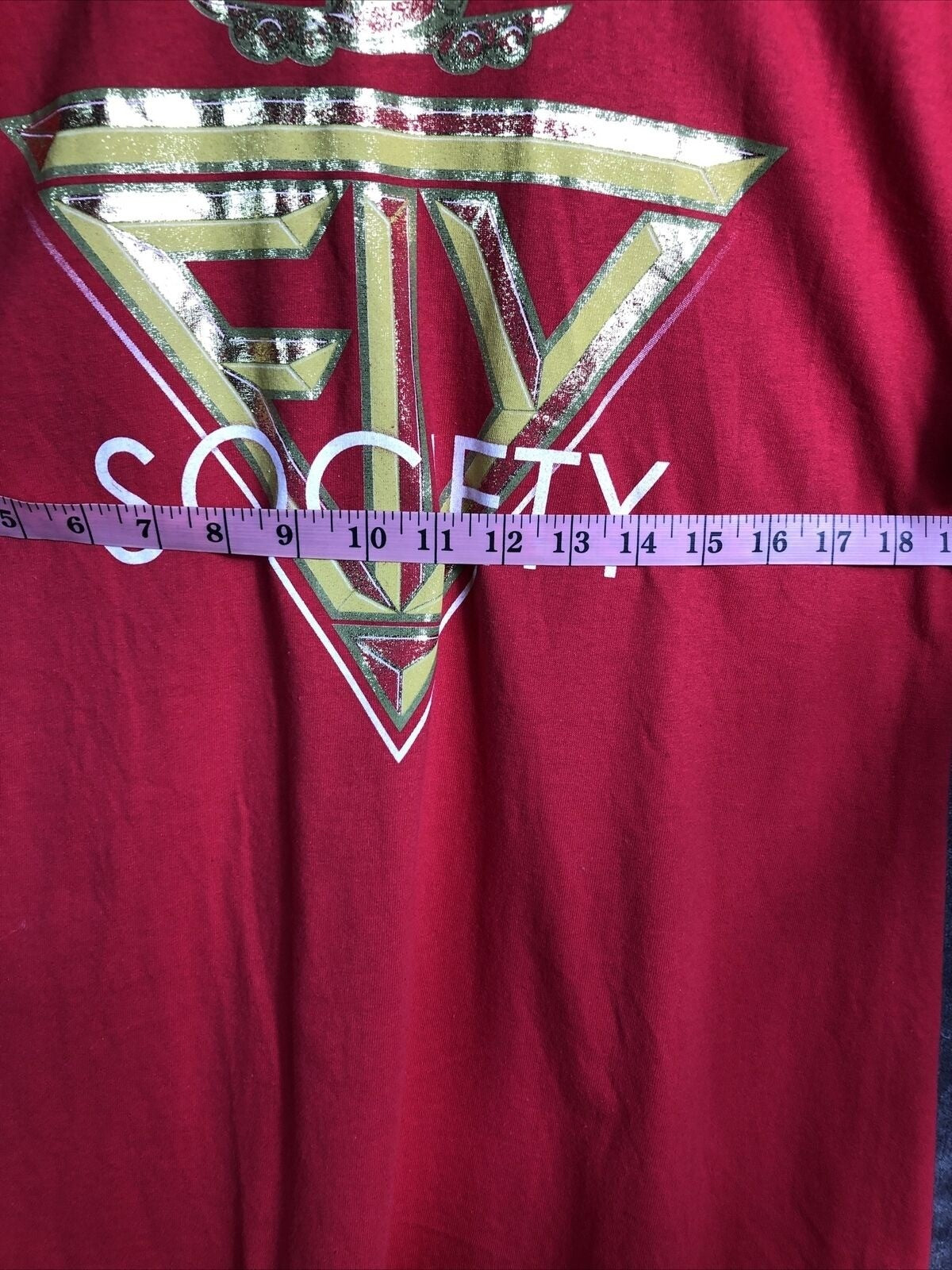 Mens Fly Shirt Society Gold Graphic Red Size L
