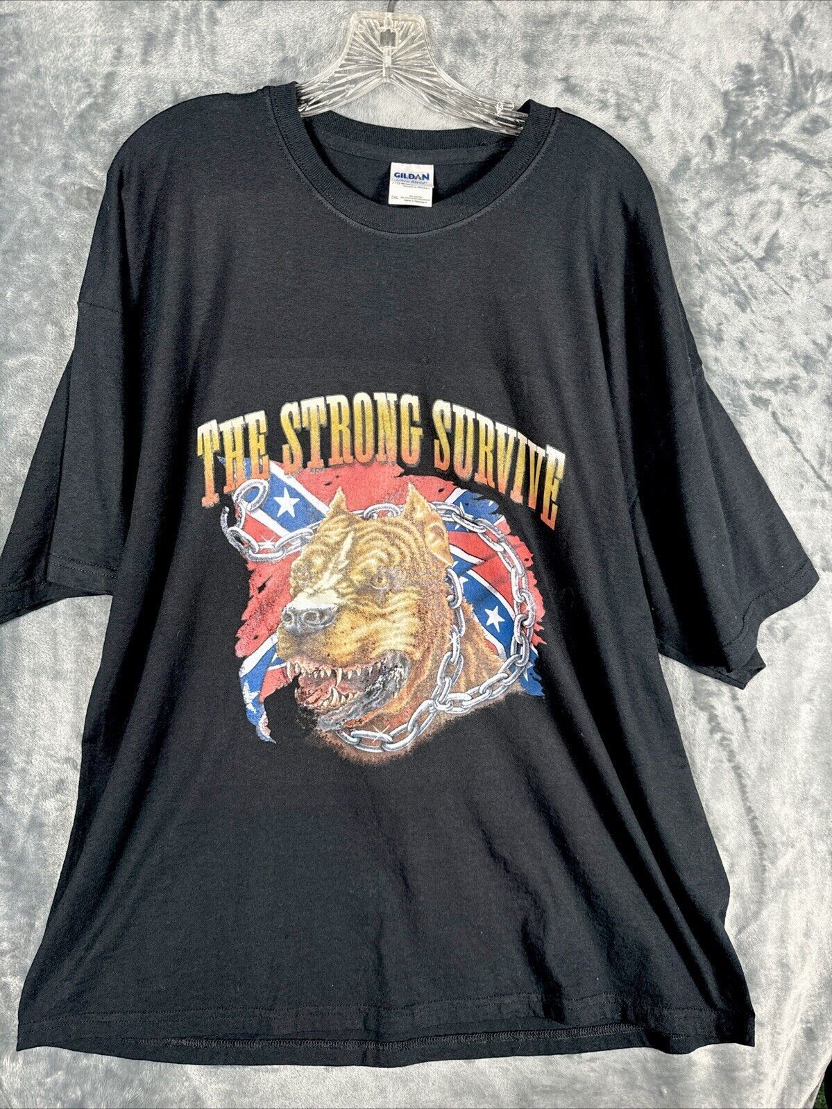 Glidan Men’s Dry Blend T-Shirt “The Strong Survive” Pit Bull American Shirt XXL