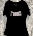 It Works Bling Women's T Shirt Black Studded Silver It Works Size L Shirt