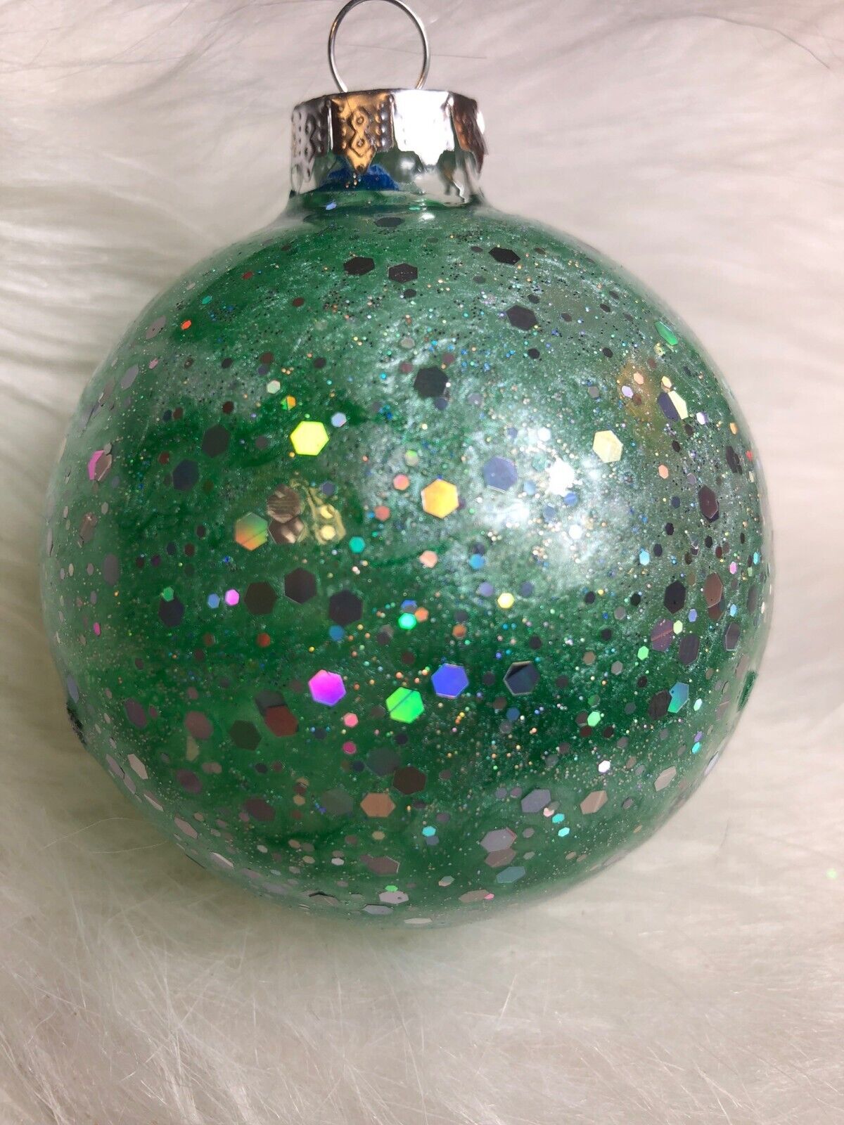 Green Glittery Christmas Tree Ornament Bauble