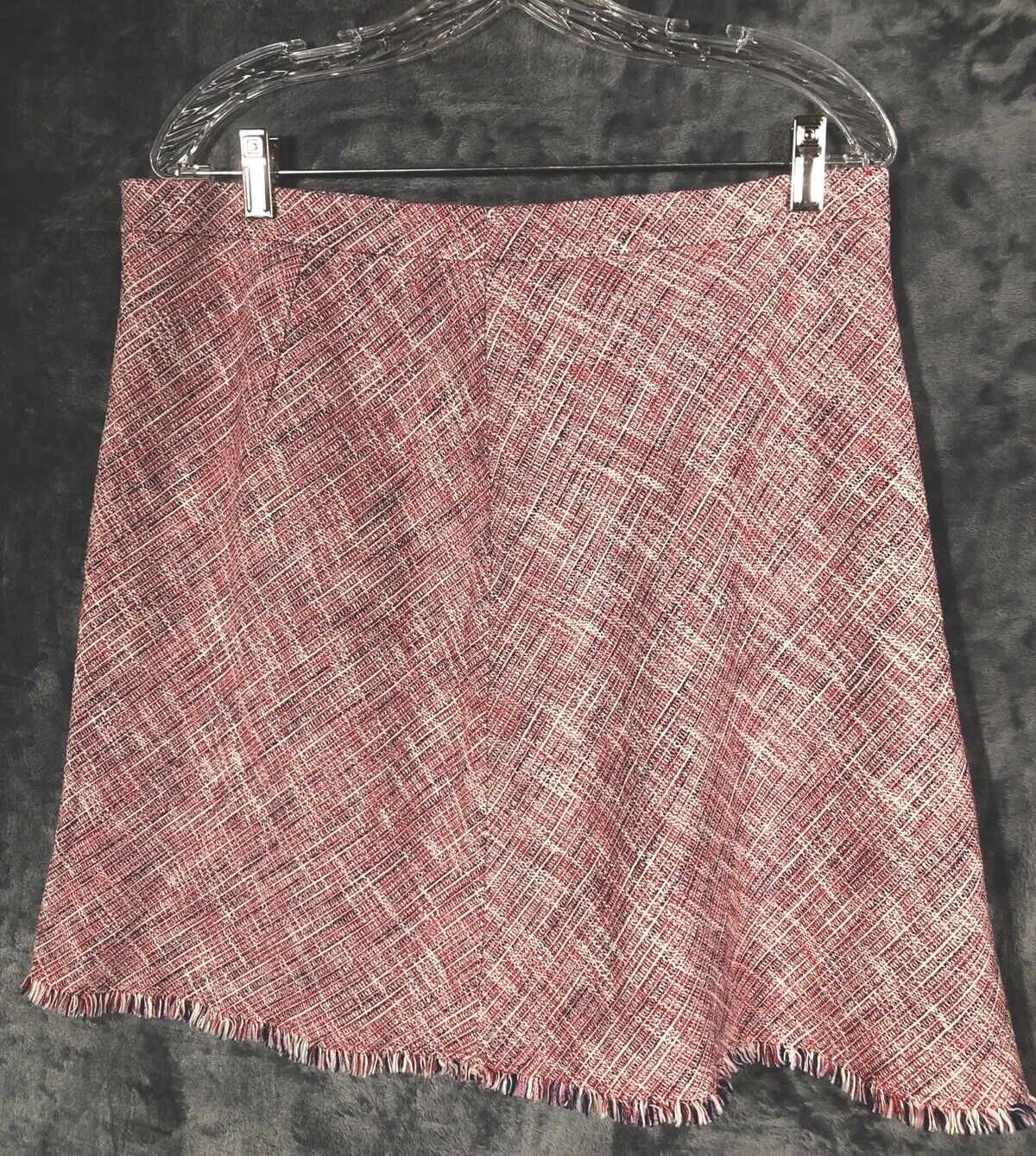 Banana Republic Fringe Skirt Tweed Womens A Line Lined Faux Wrap Size 12