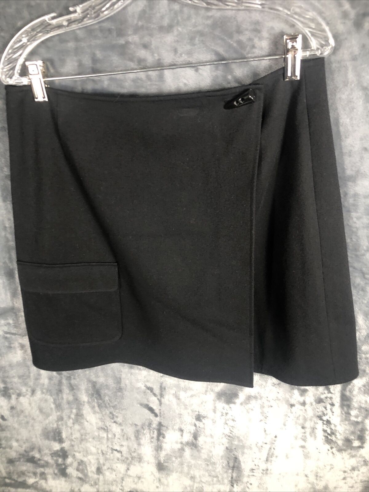 Talbot’s Velour Wrap Around Skirt Petites Short Black Stretch Size 14 So Soft!!