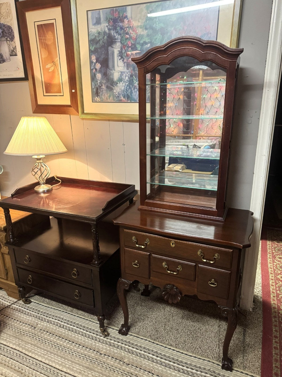 CHIPPENDALE ANTIQUE MAHOGANY BLOCK- FRONT LOWBOY BALL & CLAW EXCELLENT QUALITY
