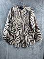 Style & Co Womens Shirt Zebra Print Button-Front Blouse M  Brown/Beige
