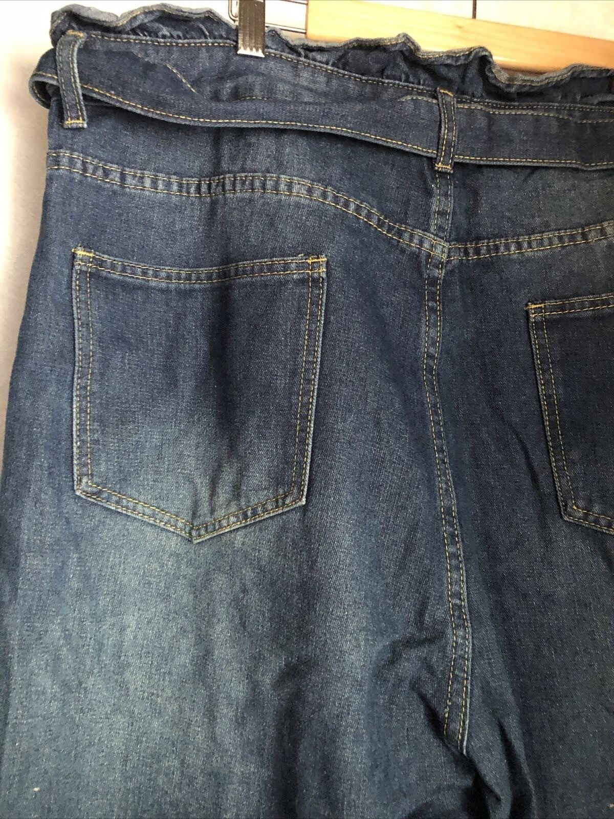 SHEIN Plus Size Denim Jeans S–5XL Belted Paper Bag Waist High Rise Casual Fit