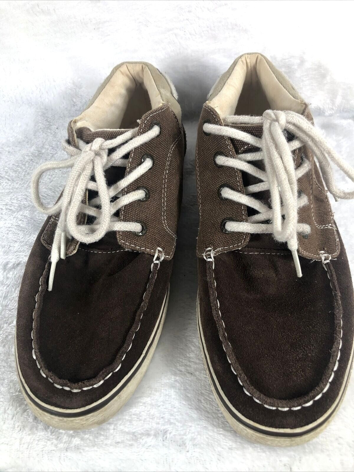 Mens GBX Shoes Brown Suede & Canvas Lace-Up Sneakers Size 12