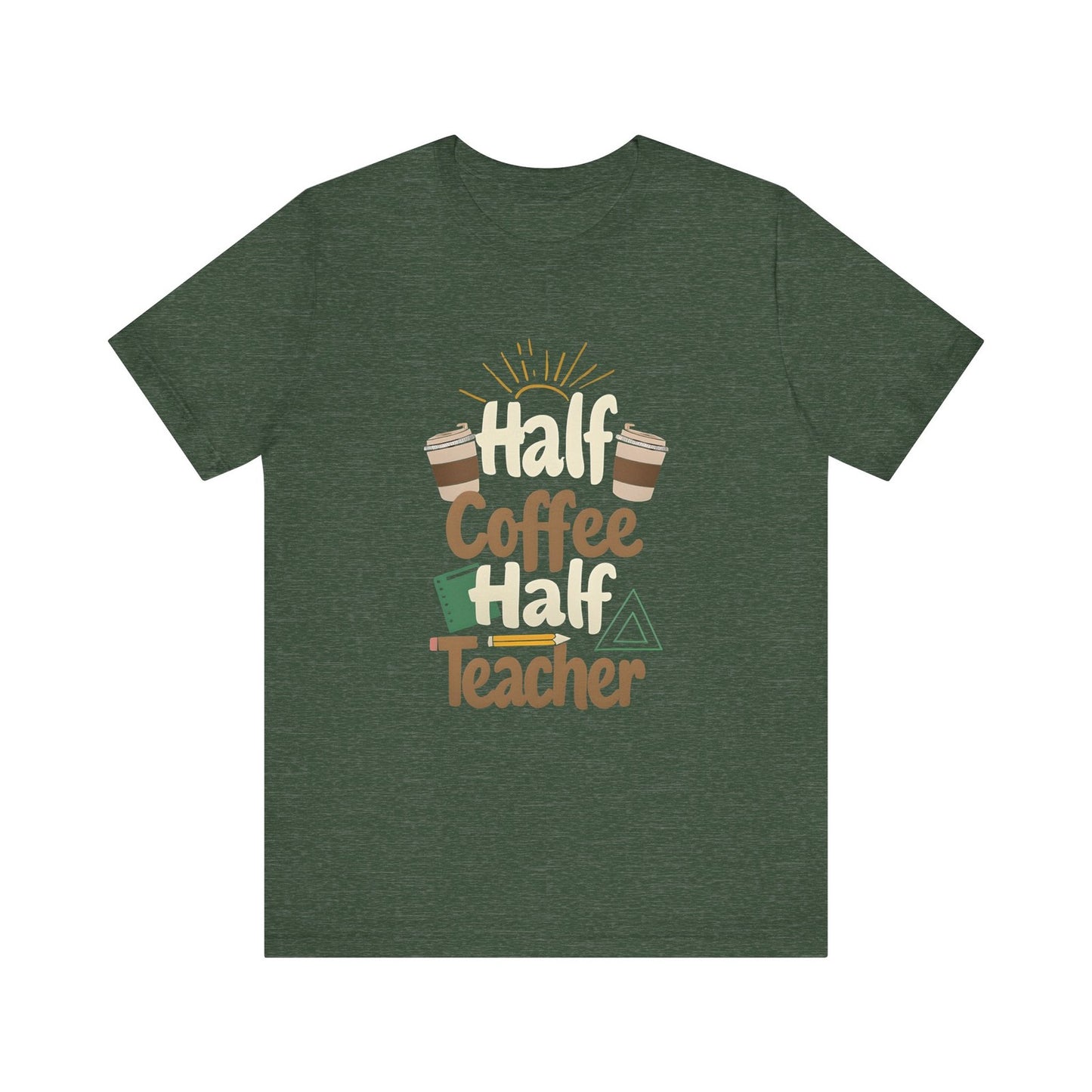 Womans T Shirt Half Teacher Half Coffee Top Retro Cute Teacher Gift 