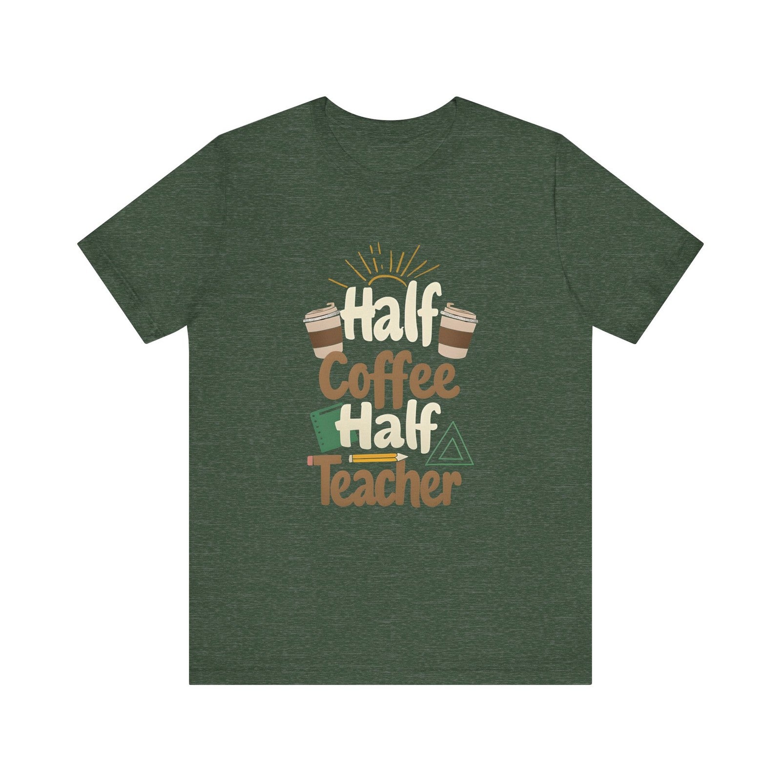 Womans T Shirt Half Teacher Half Coffee Top Retro Cute Teacher Gift 