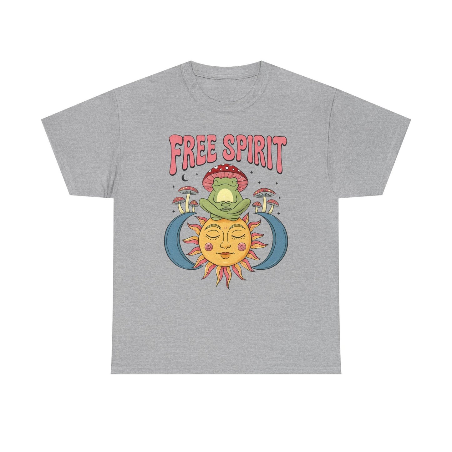 Womans T Shirt Retro Frog Mushroom Sun Groovy Free Spirit Hippie Tee 70's Shirt