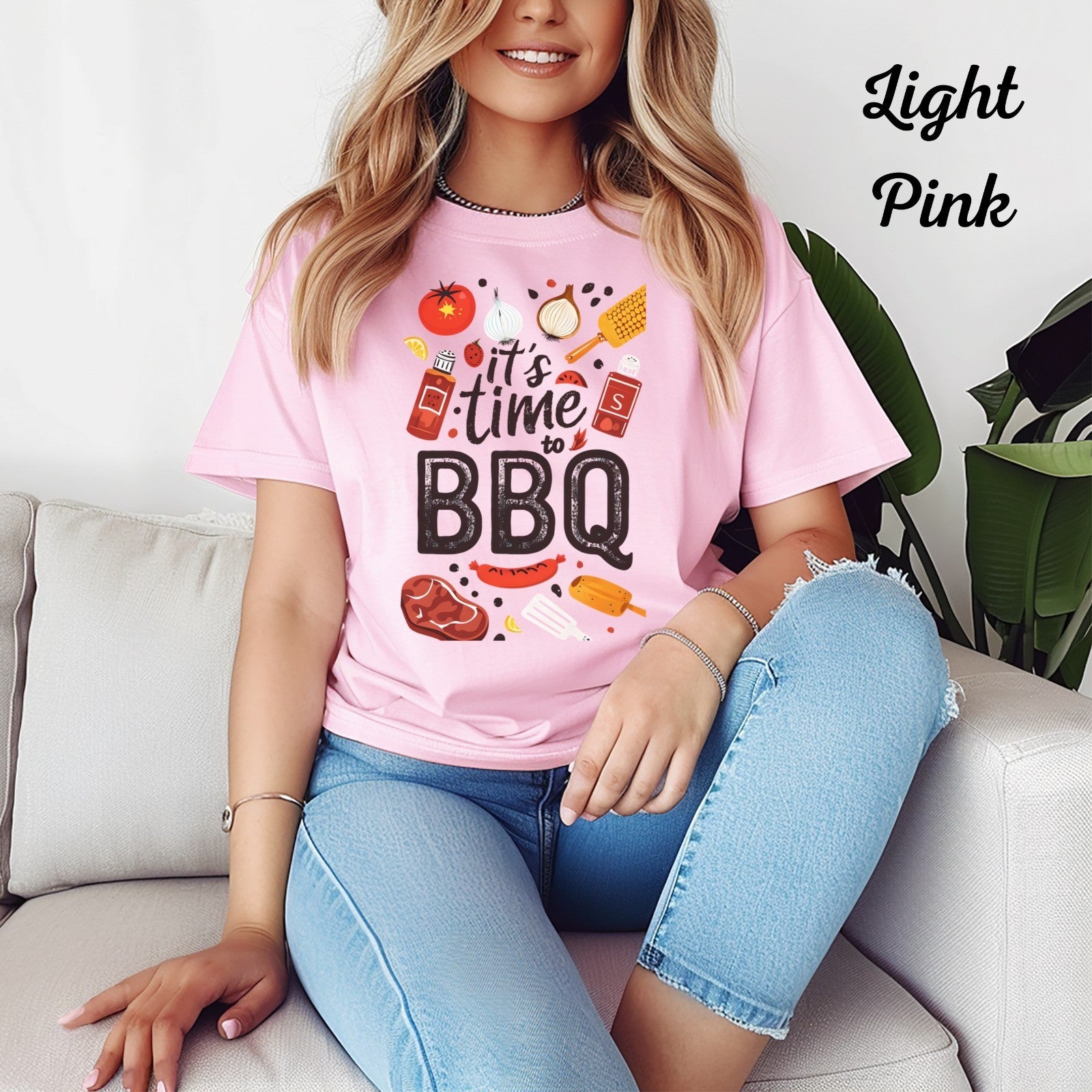 Womans T Shirt It's Time to BBQ Top  Funny Unisex Grilling Shirt Summer Fun Mens
