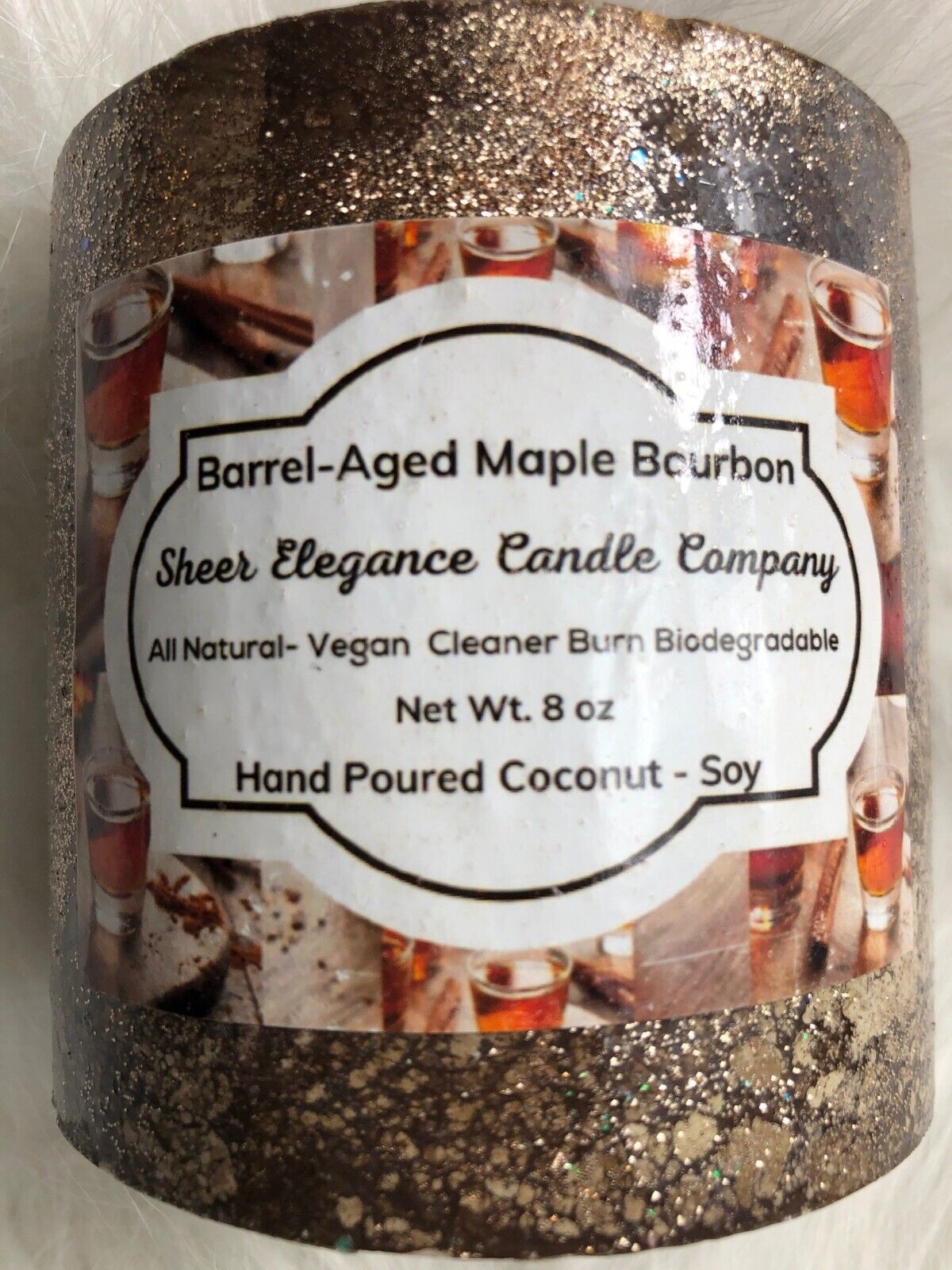Barrel-Aged Maple Bourbon Candle 8 Oz Sheer Elegance Candle Company All-Natural
