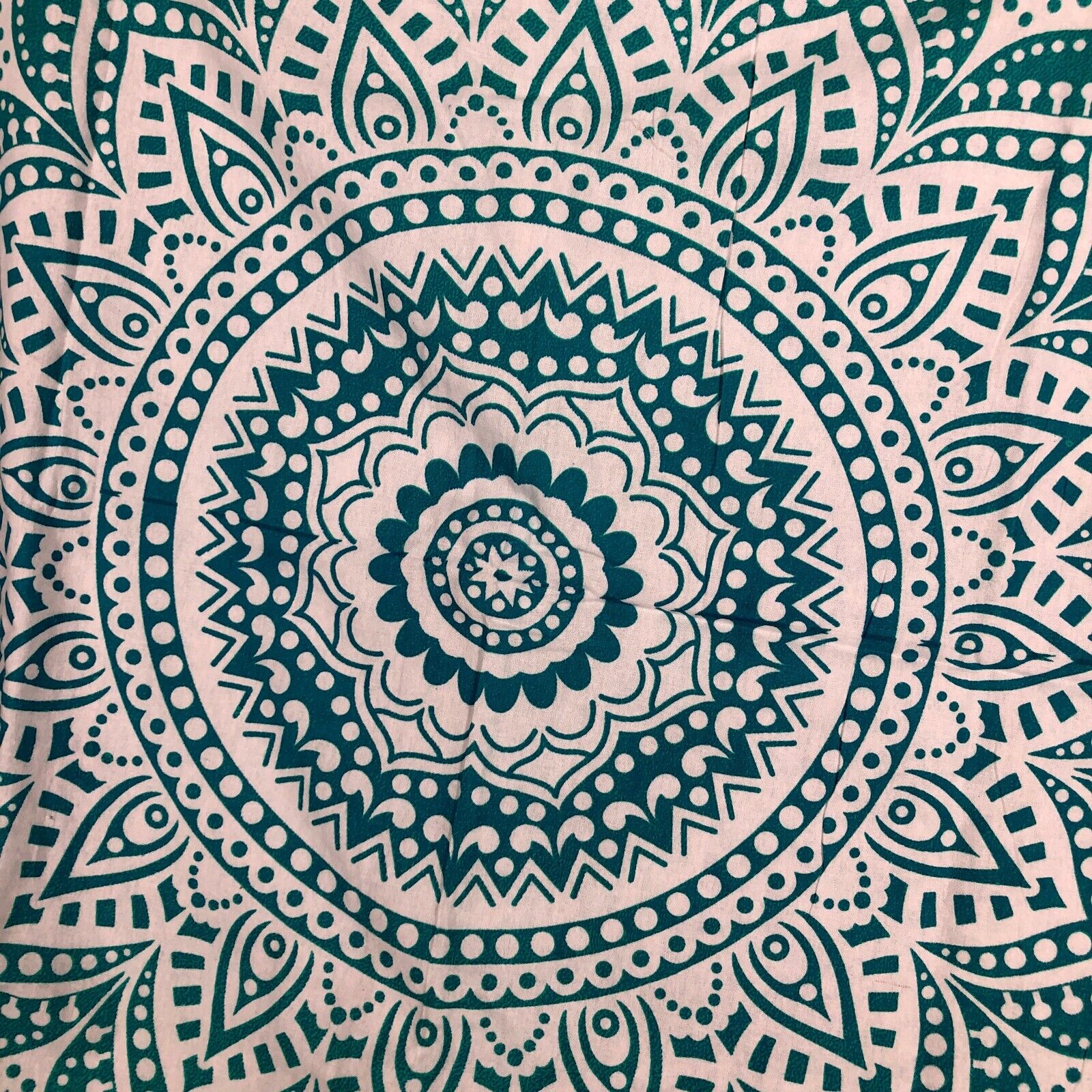 Madhu Tapestry Turquoise Blue/Green Ombre Hippie Mandala 32” Round Cushion Cover