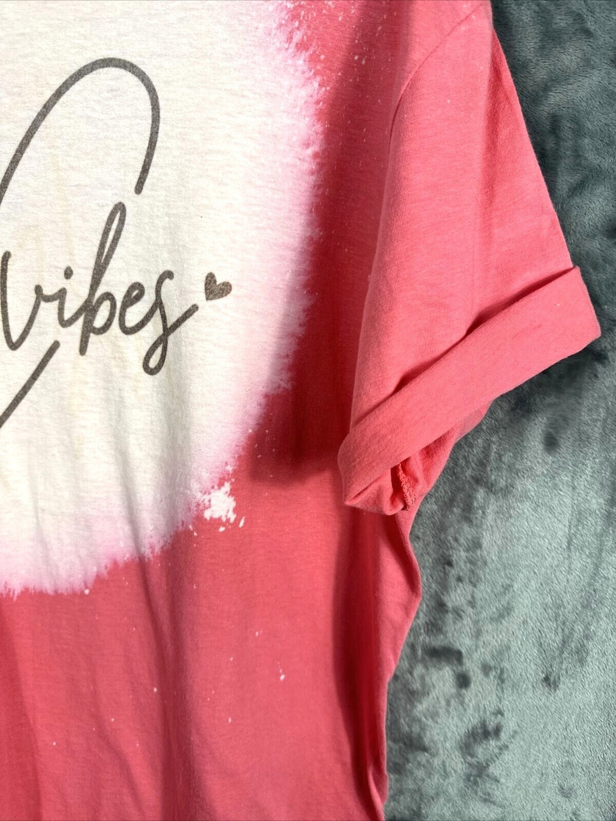 Women’s T-shirt Cozy Vibes Bleached Pink Soft & Comfy Size Adult Large