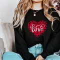 Womens Sweatsweat Love Heart Graphic Shirt Casual Pullover Top