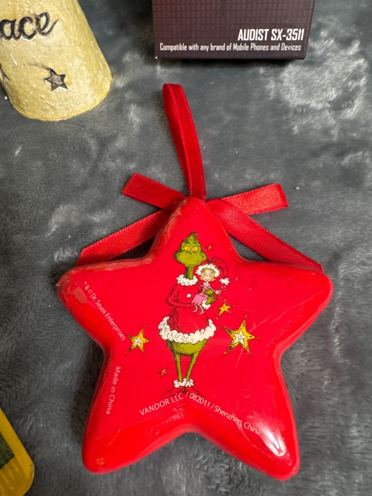 Christmas Holiday Angel Figurines & Grinch Star Ornament Gift Set Noel Cup