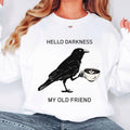 Womens Sweatshirt Halloween Raven Crow Coffee Lover Shirt Fall Tee Men's Gift