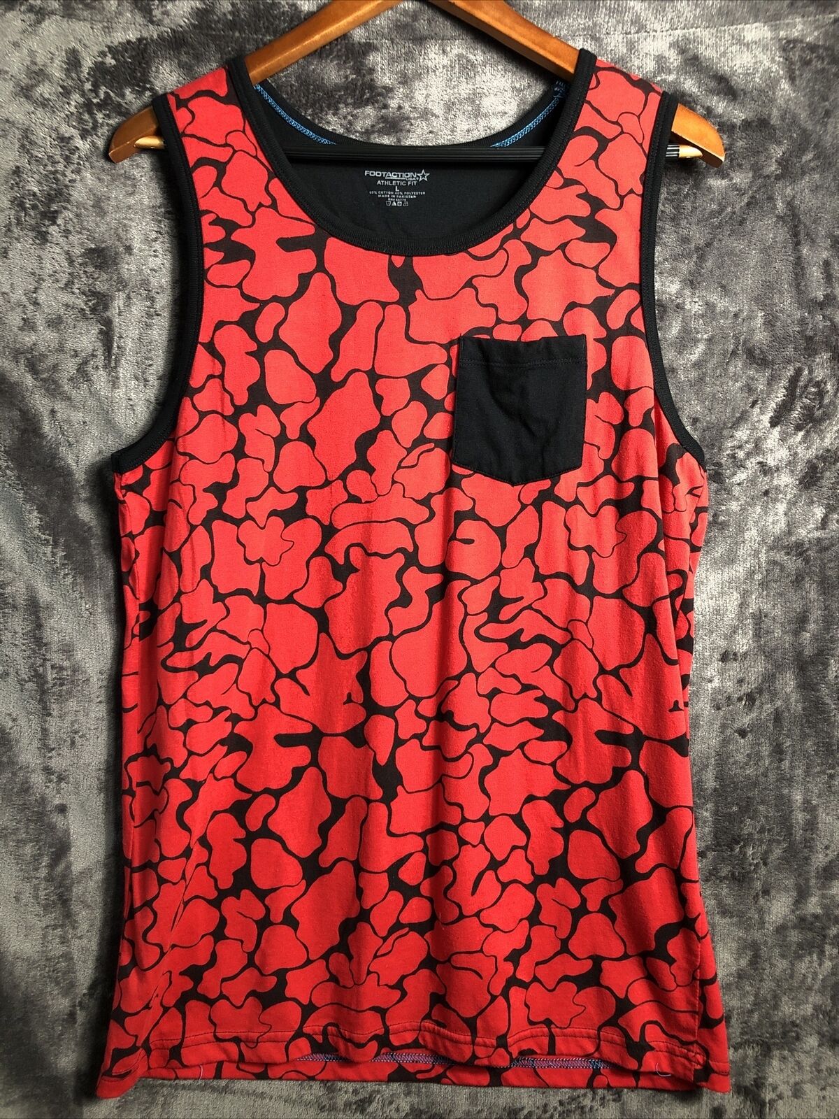 Foot Action Tank Top Red & Black Pocket Mens Size Large