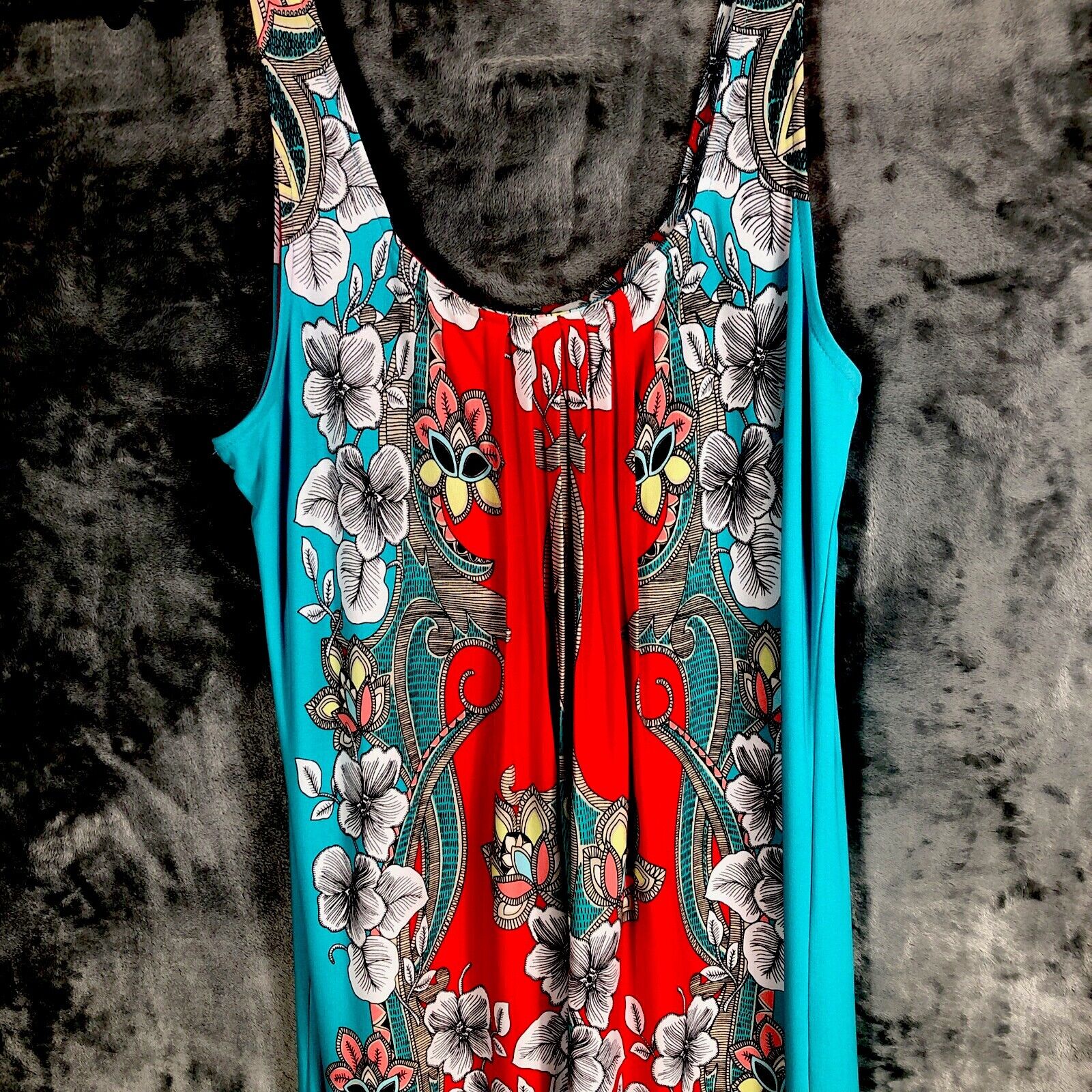 Glamour Woman’s Dress Maxie Sleeveless Medium Floral Vibrant Multicolored Dress