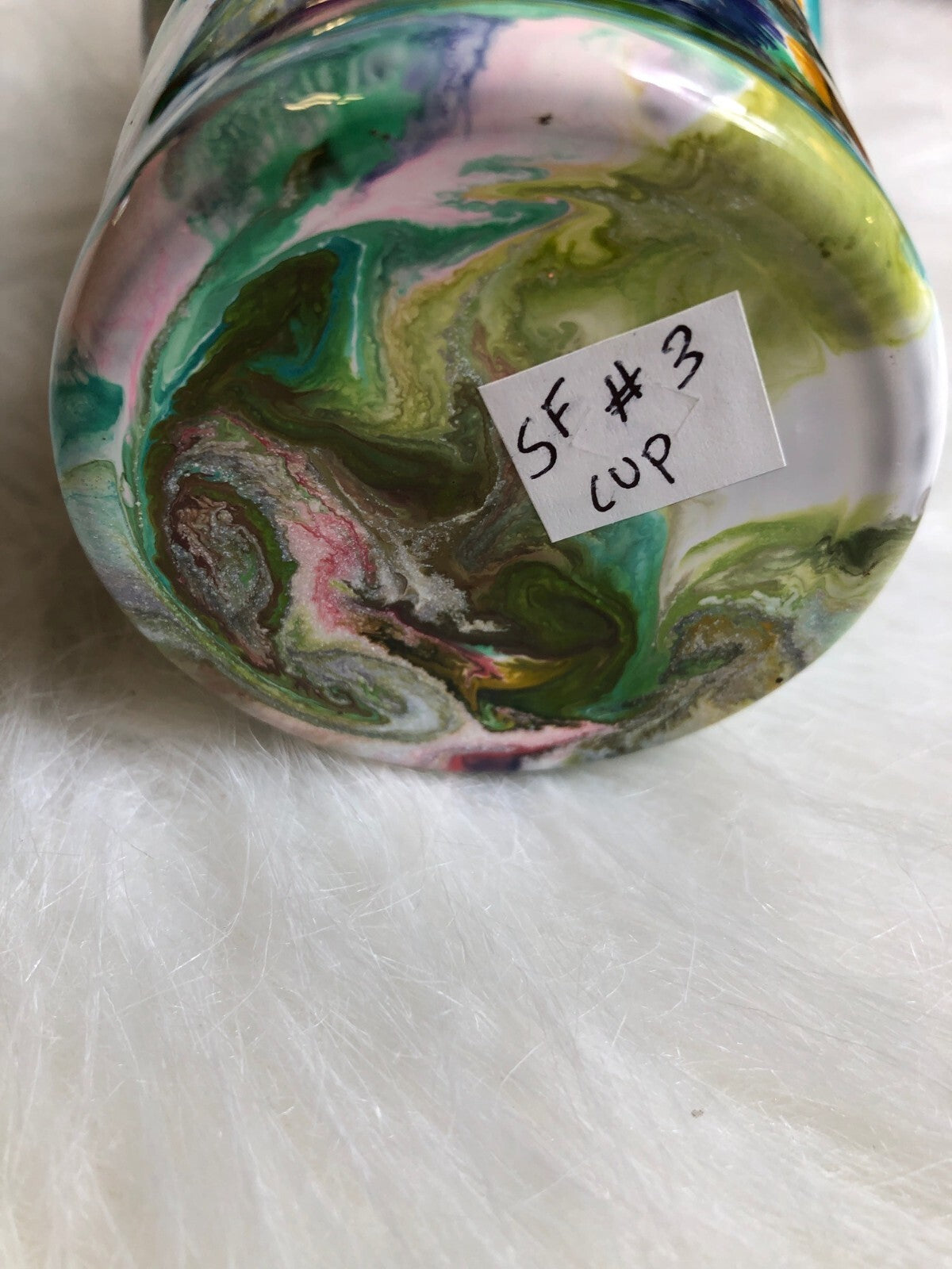 Alcohol Ink Tumbler With Lid & Straw Colorful Swirl Glitter