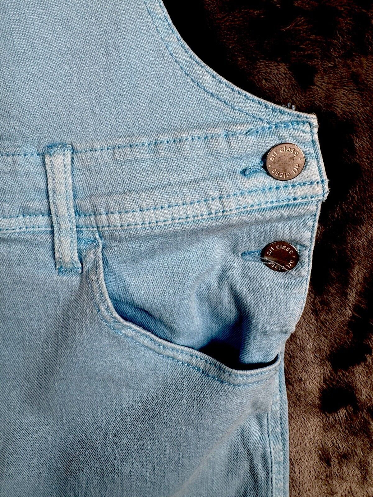 Art Class Women’s Denim Overalls 2X Large Size 18 Stretch Pastal Blue