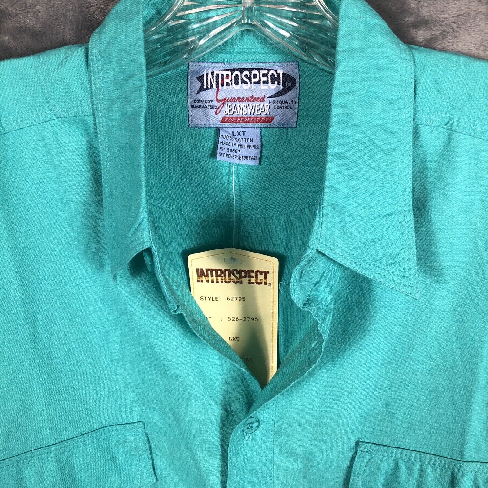 Introspect  Men’s Shirt Button Up Large X Tall Marine Color Fishing Shirt