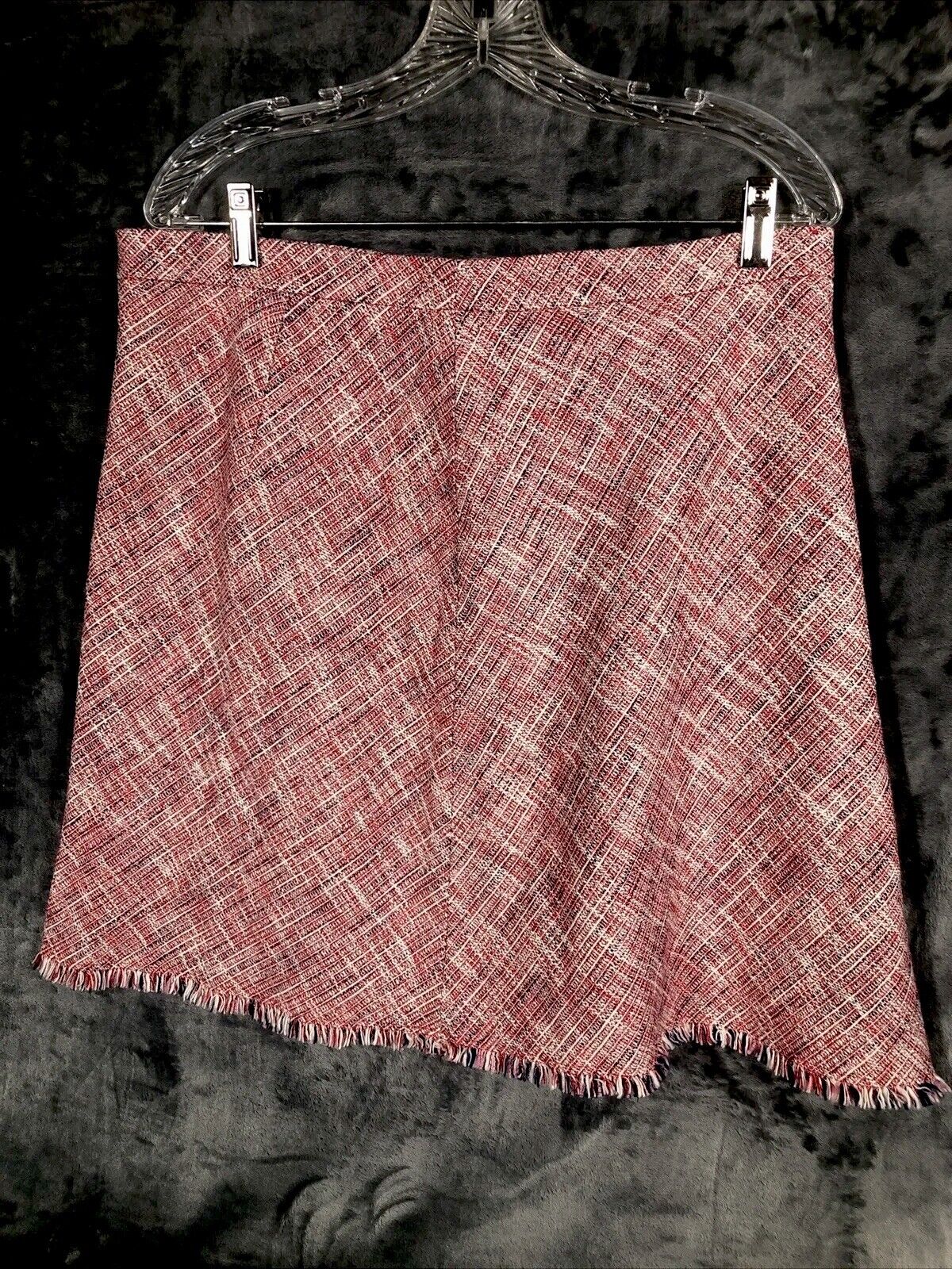 Banana Republic Fringe Skirt Tweed Womens A Line Lined Faux Wrap Size 12