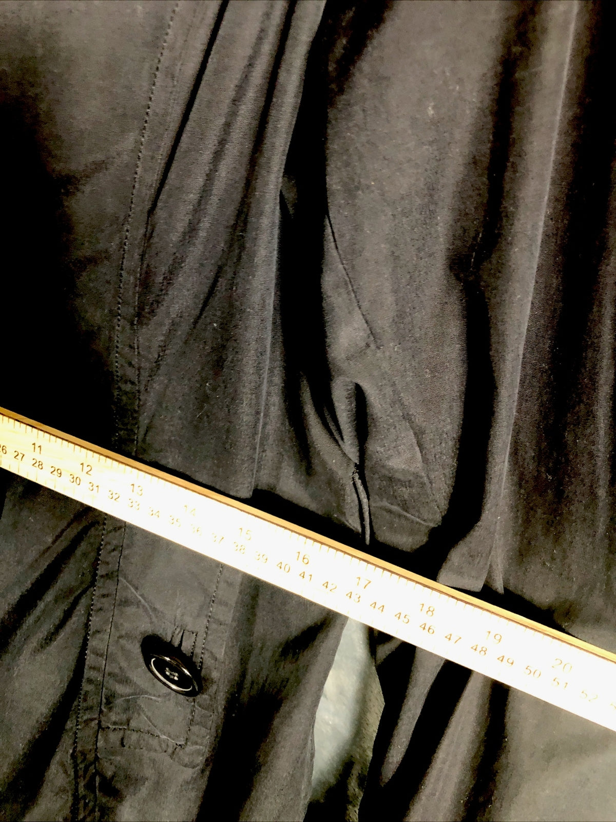 Joujou Ladies Black Trench Coat, Size Lightweight Button Down Missing Belt