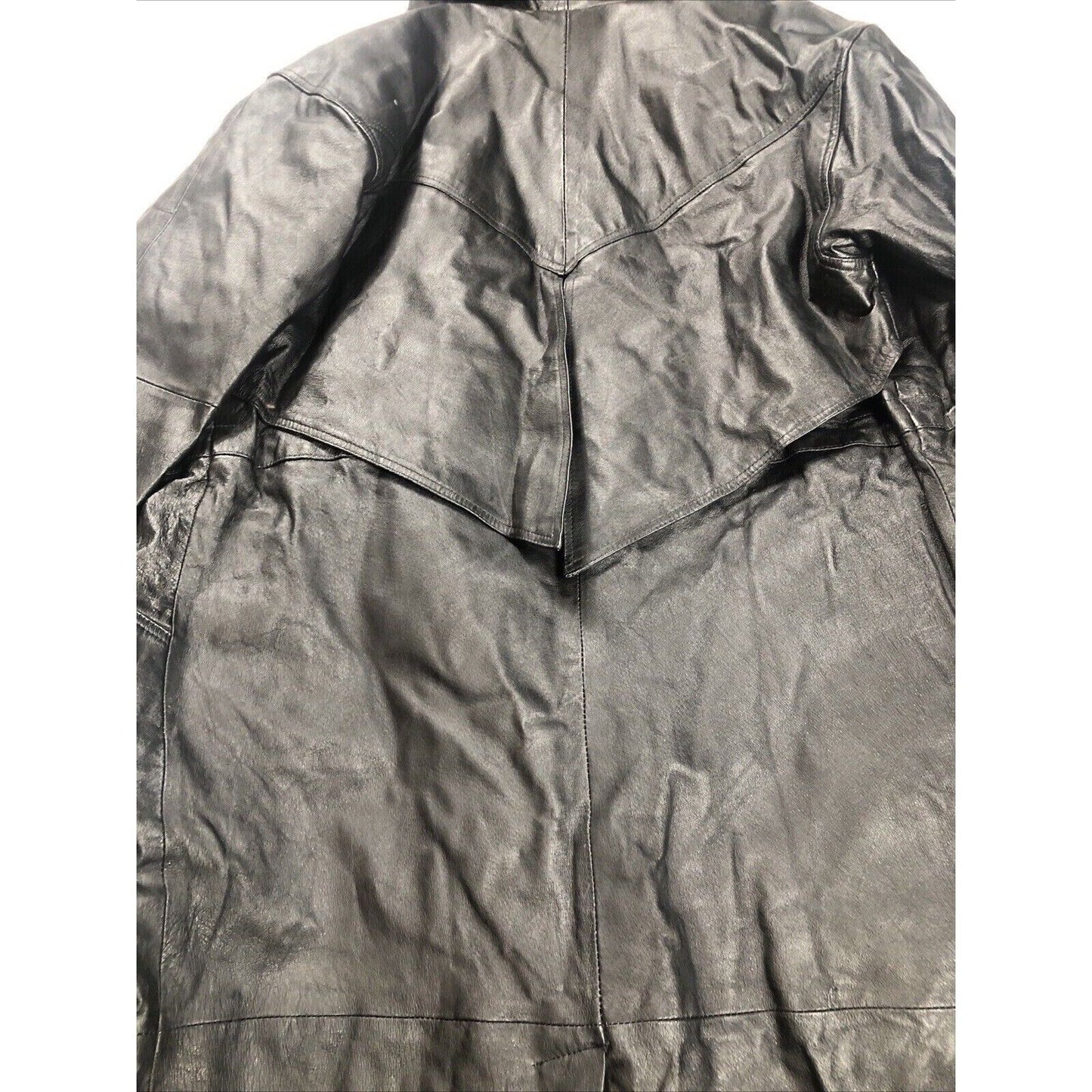 BB Dakota Coat Woman’s Leather Hooded Trench Coat Adult Medium Black