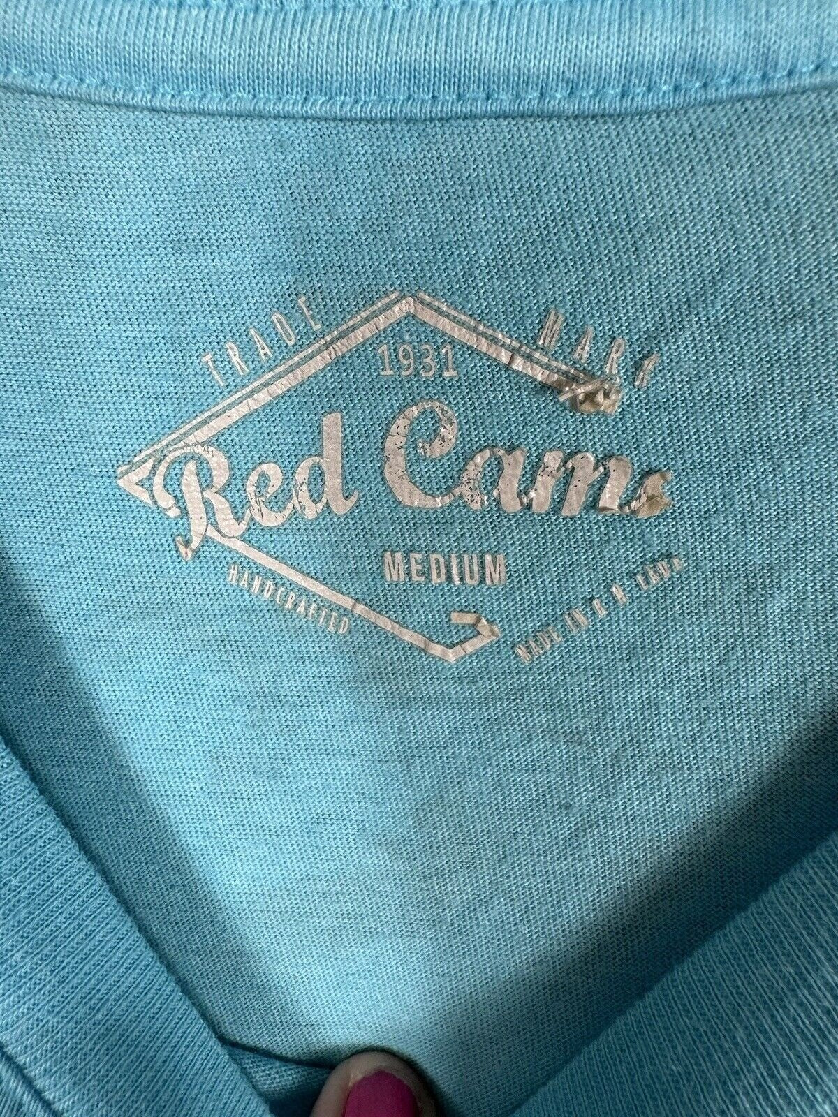 Red Cams Woman's Color Block Shirt Medium By 1931 In Blue Orange & Navy Top