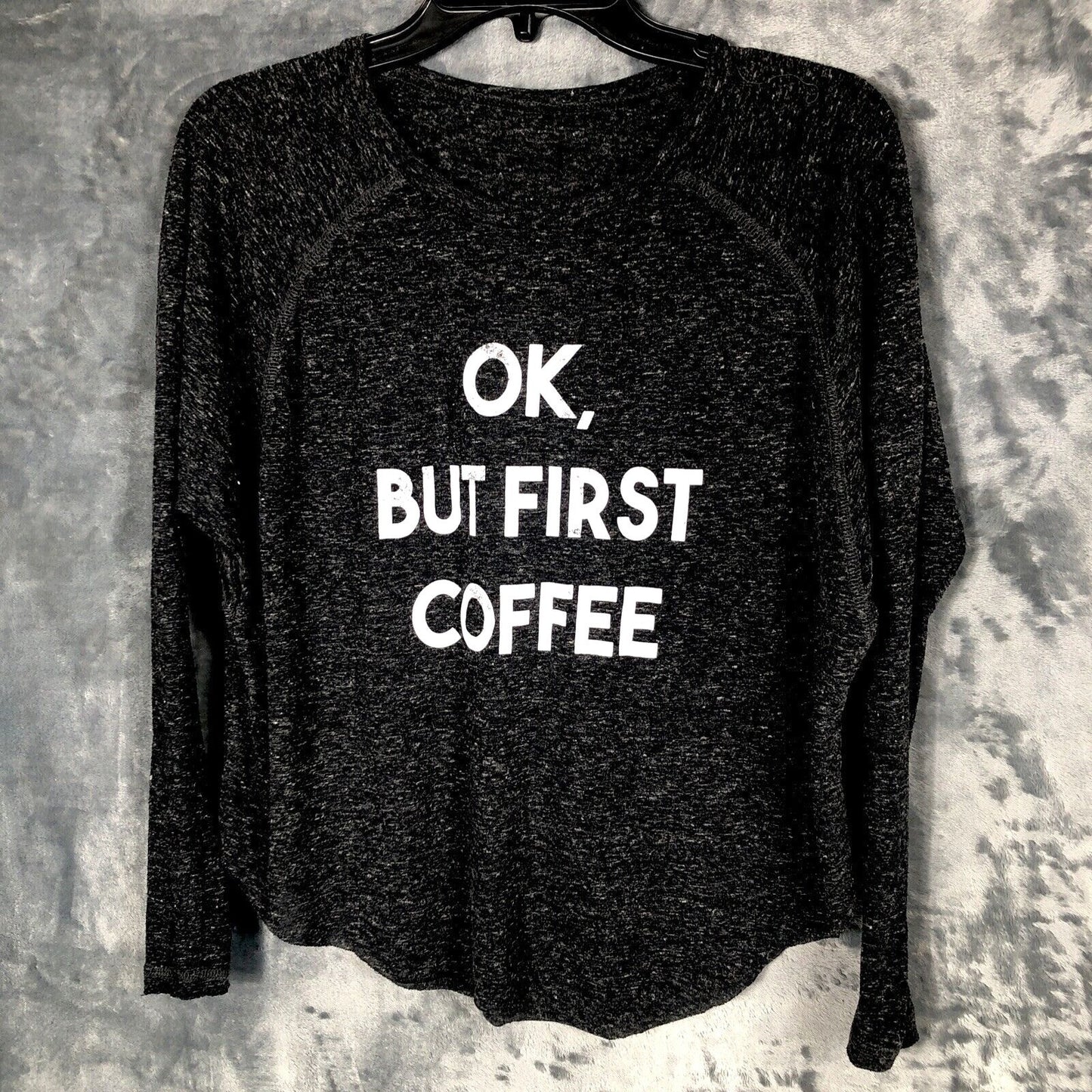 Womans Funny Coffee T Shirt "Ok But First Coffee" Shirt Womens Long Sleeve Top