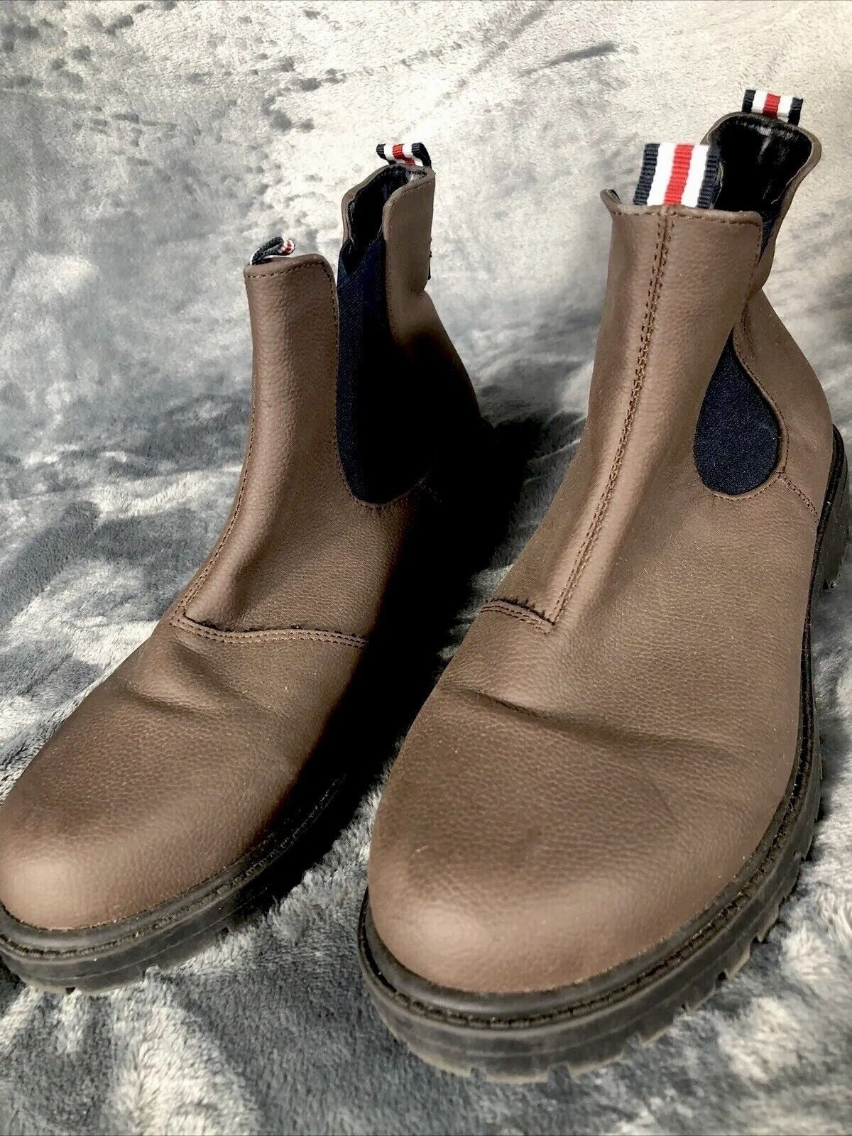 Brown Chelsea Ankle Boots Mens With Elastic Side Panels & Tricolor Tabs