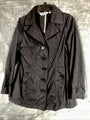 Joujou Ladies Black Trench Coat, Size Lightweight Button Down Missing Belt