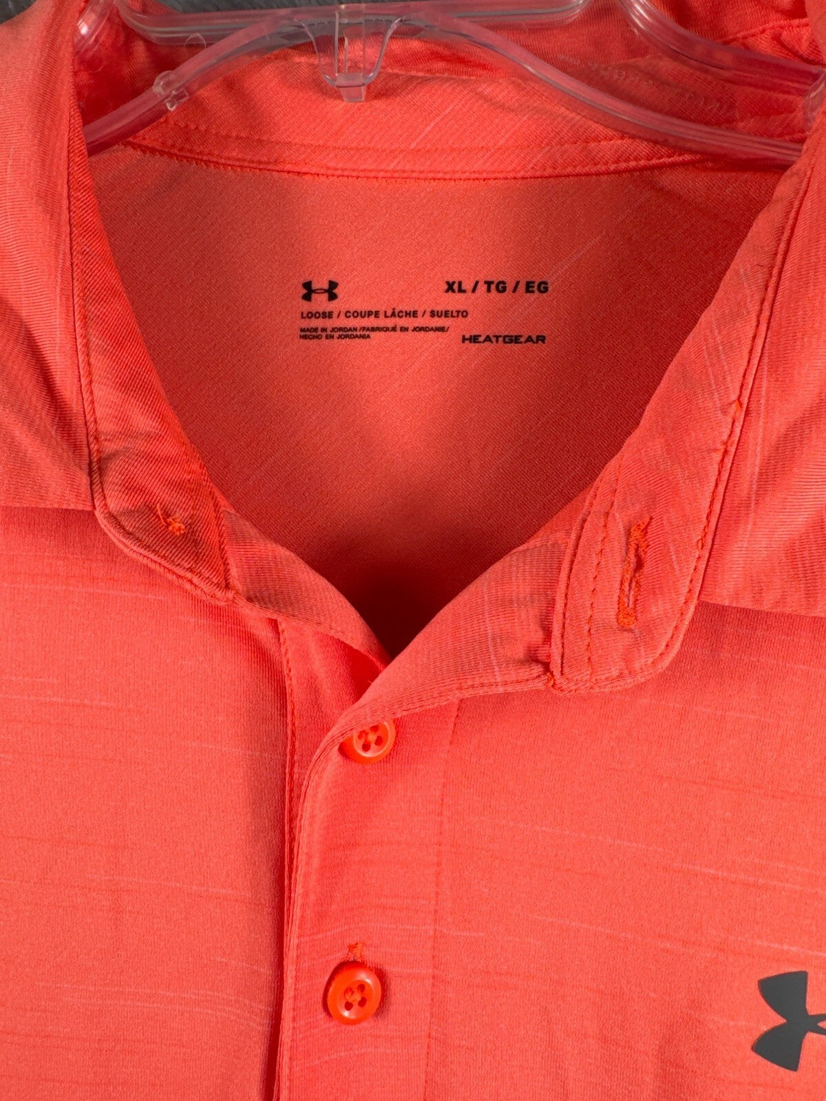 Under Armour HeatGear Loose Fit Mens Polo Shirt XL Orange Lightweight