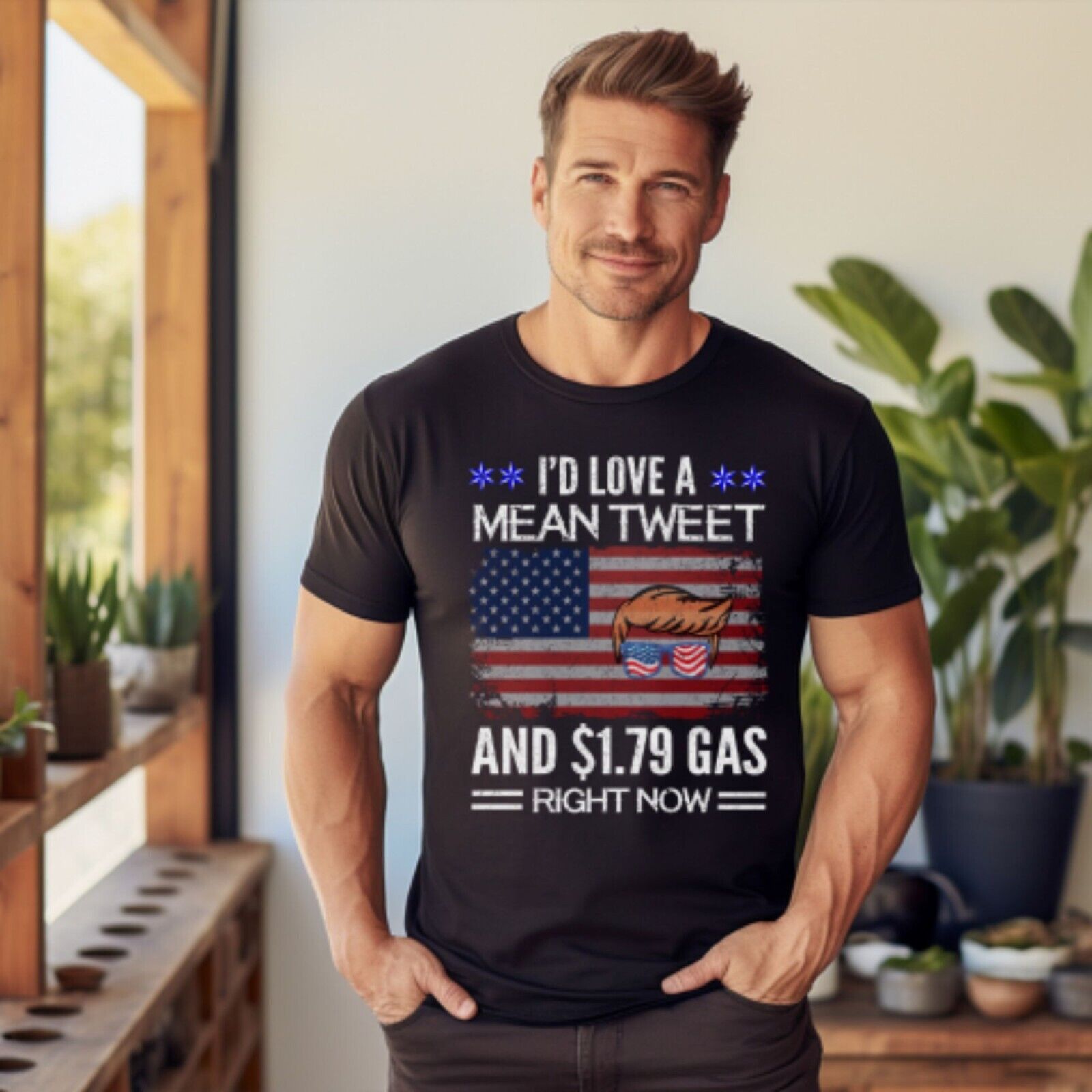 Trump 2024 T Shirt Woman's I'd Love A Mean Tweet Right Now Men's Trump Shirt