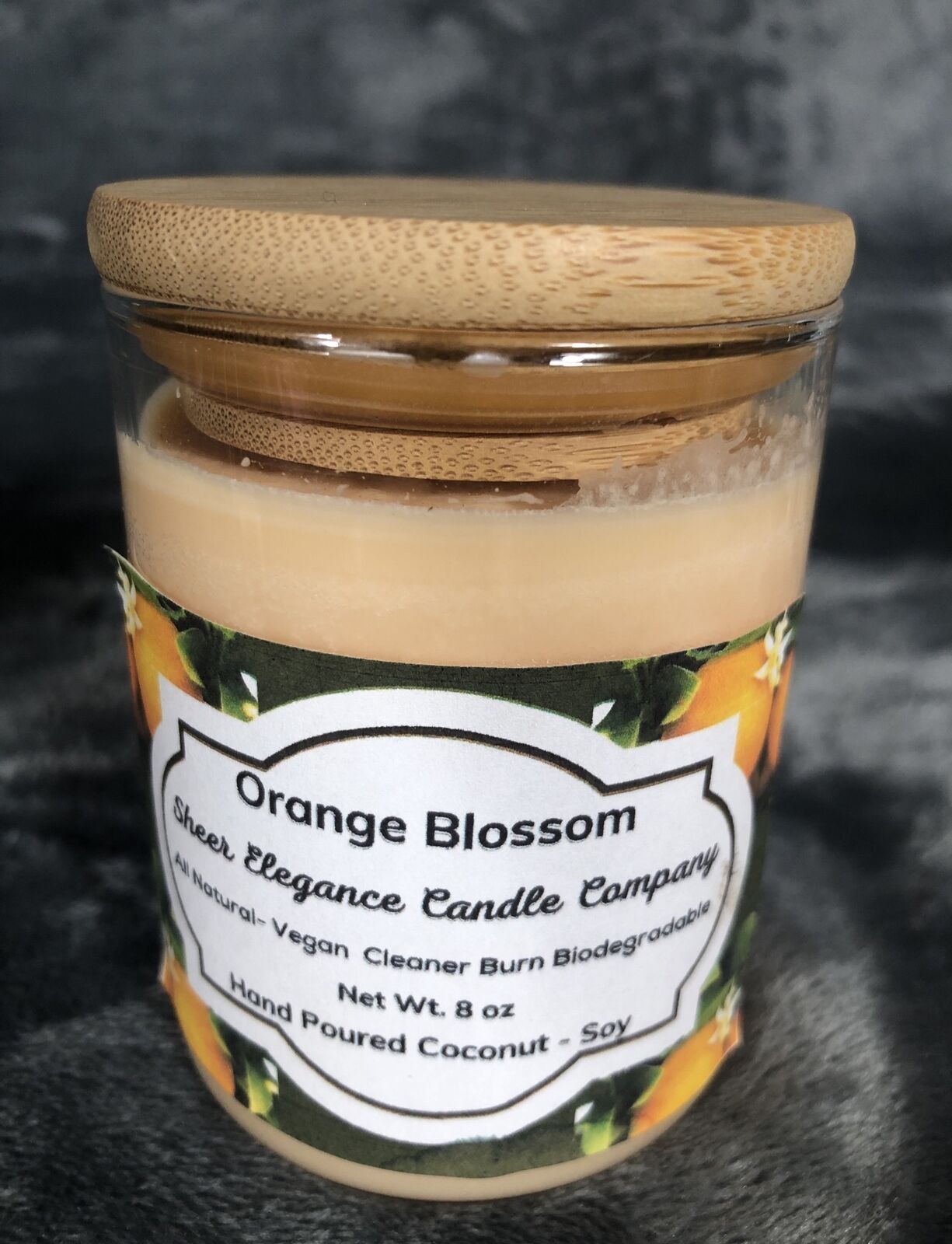 Coconut Soy Blend Candle Orange Blossom Scent 8 Ounce Jar / Lid Hand Poured 