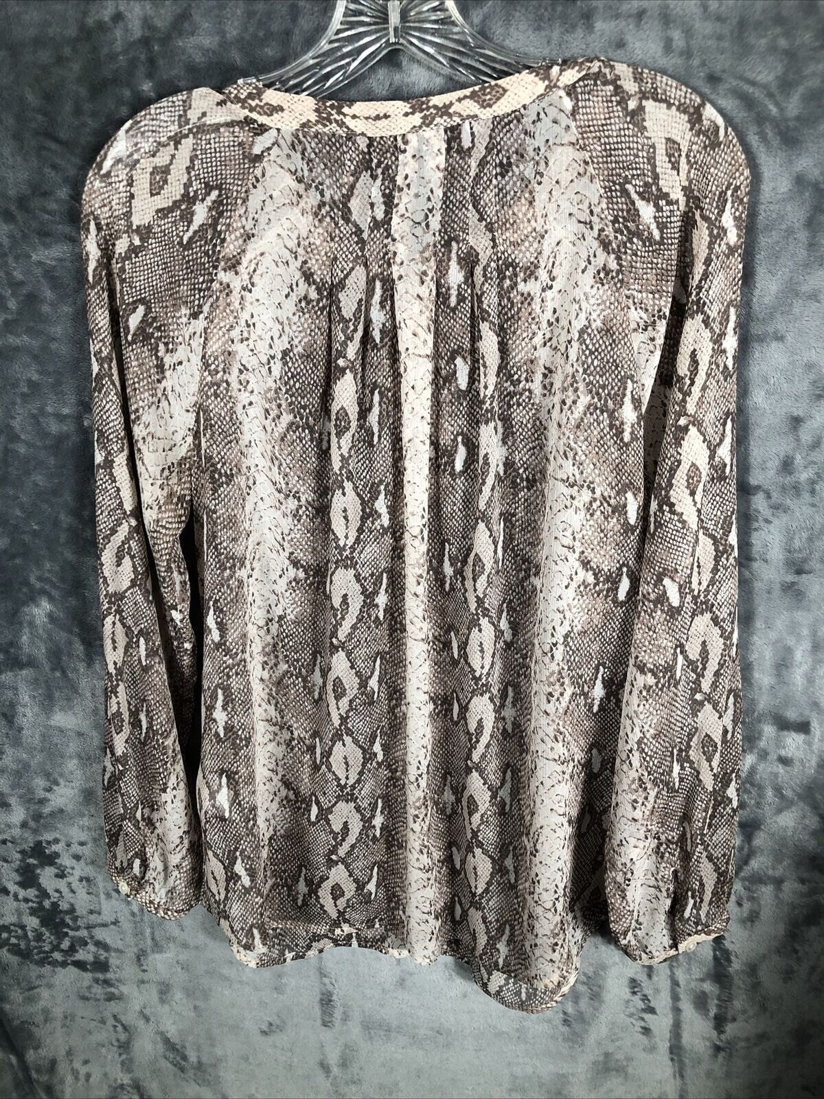 Banana Republic Blouse Women’s Animal Print Blouse Henley Snake Sheer Medium