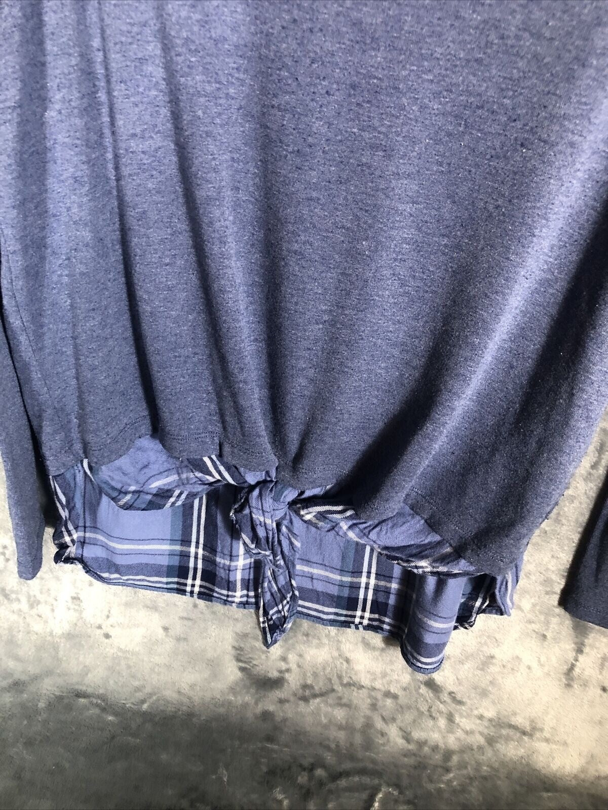 New Directions Women’s Shirt Blue Blouse Long Sleeve With Knot Size Small
